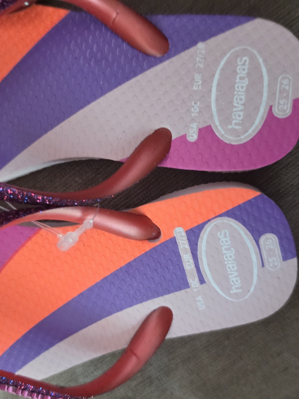 Havaianas Striped Flip Flops in Pink, Purple & Orange